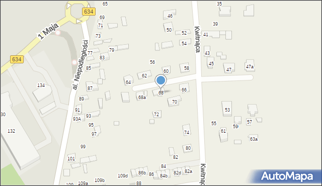 Stare Lipiny, Kwitnąca, 68, mapa Stare Lipiny