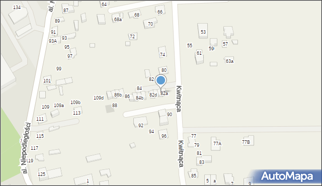 Stare Lipiny, Kwitnąca, 82b, mapa Stare Lipiny