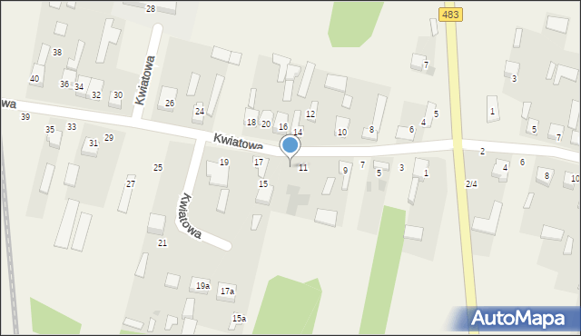 Stary Broniszew, Kwiatowa, 13, mapa Stary Broniszew