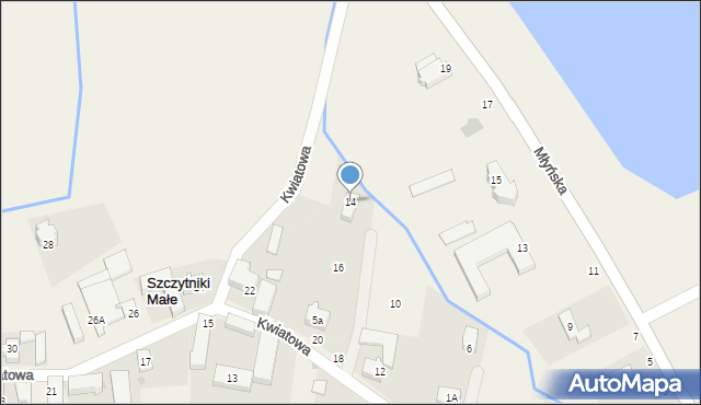 Szczytniki Małe, Kwiatowa, 14, mapa Szczytniki Małe