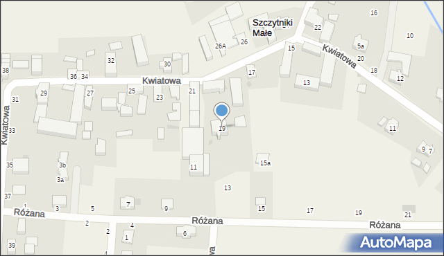 Szczytniki Małe, Kwiatowa, 19, mapa Szczytniki Małe