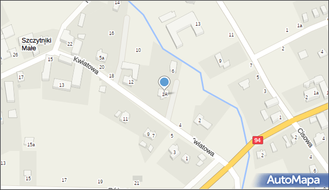 Szczytniki Małe, Kwiatowa, 1A, mapa Szczytniki Małe