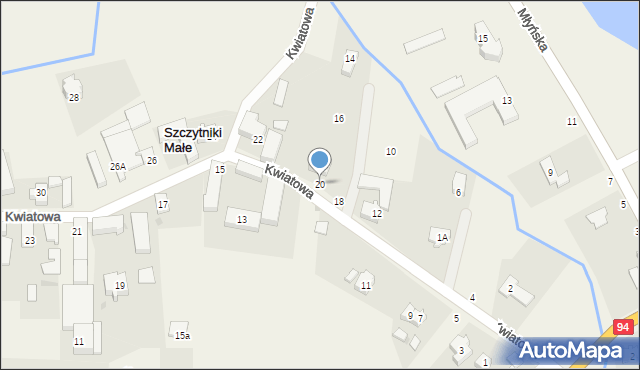 Szczytniki Małe, Kwiatowa, 20, mapa Szczytniki Małe