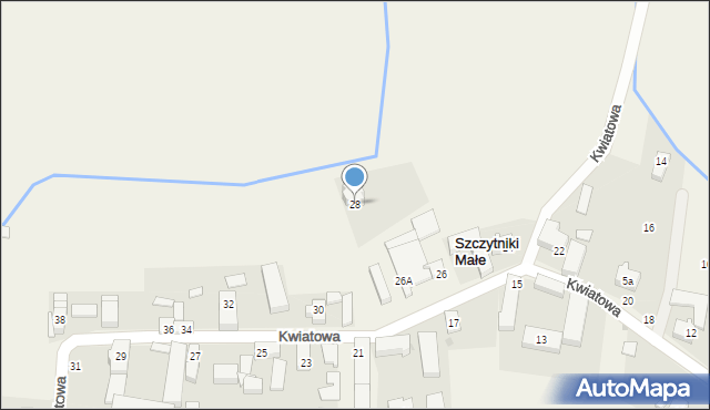 Szczytniki Małe, Kwiatowa, 28, mapa Szczytniki Małe