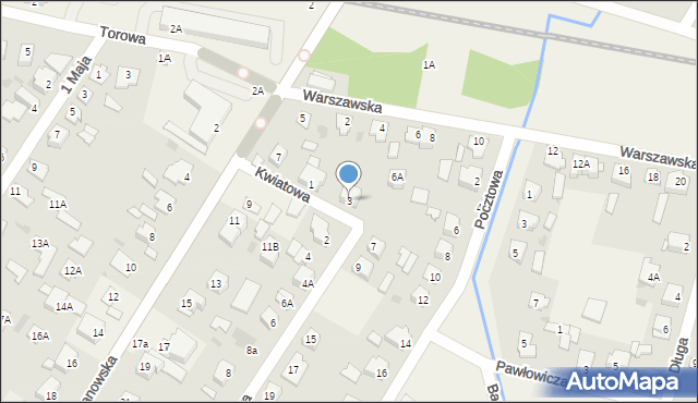 Teresin, Kwiatowa, 3, mapa Teresin