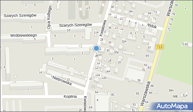 Tomaszów Mazowiecki, Kwiatowa, 16, mapa Tomaszów Mazowiecki