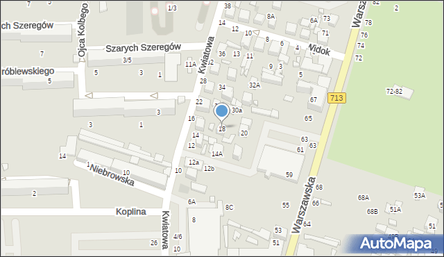 Tomaszów Mazowiecki, Kwiatowa, 18, mapa Tomaszów Mazowiecki