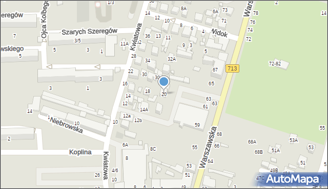 Tomaszów Mazowiecki, Kwiatowa, 20, mapa Tomaszów Mazowiecki