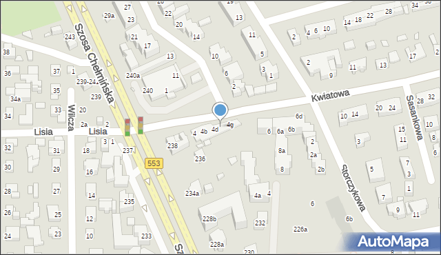 Toruń, Kwiatowa, 4e, mapa Torunia