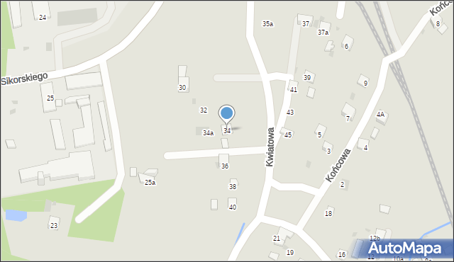 Trzebinia, Kwiatowa, 34, mapa Trzebinia