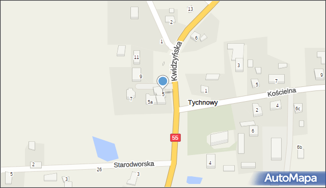 Tychnowy, Kwidzyńska, 5, mapa Tychnowy