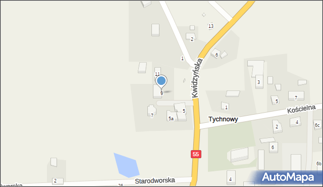 Tychnowy, Kwidzyńska, 9, mapa Tychnowy