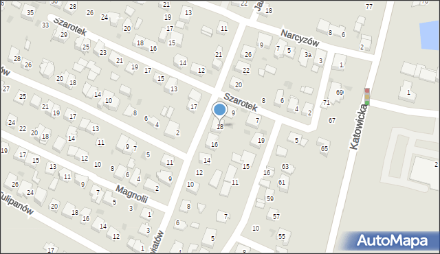 Tychy, Kwiatów, 18, mapa Tychów