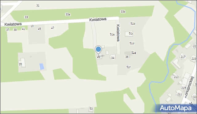 Wanaty, Kwiatowa, 28, mapa Wanaty