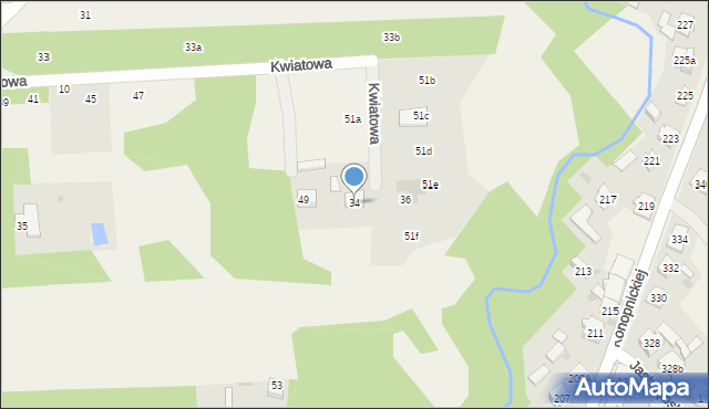 Wanaty, Kwiatowa, 34, mapa Wanaty