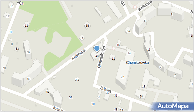 Warszawa, Kwitnąca, 4A, mapa Warszawy