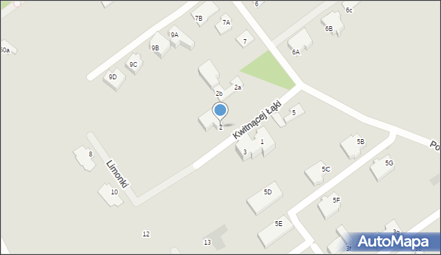 Warszawa, Kwitnącej Łąki, 2, mapa Warszawy