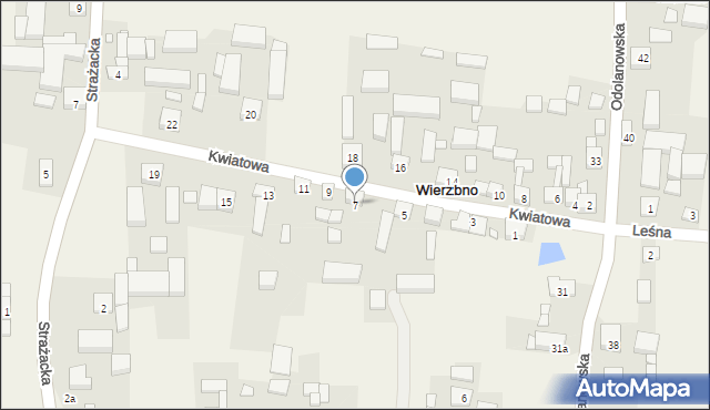 Wierzbno, Kwiatowa, 7, mapa Wierzbno