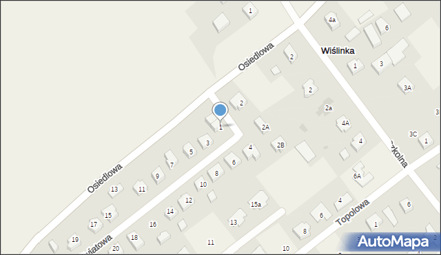 Wiślinka, Kwiatowa, 1, mapa Wiślinka