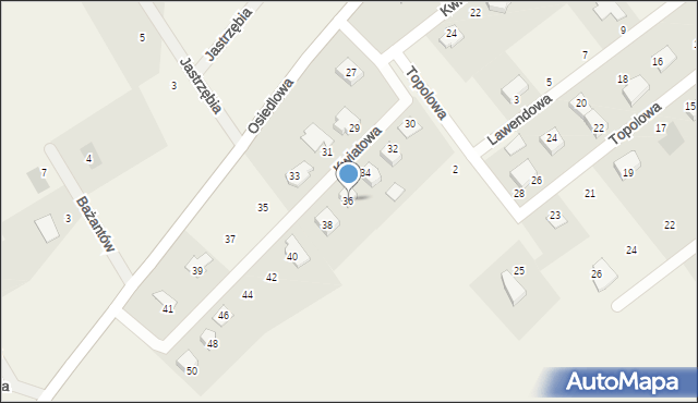 Wiślinka, Kwiatowa, 36, mapa Wiślinka