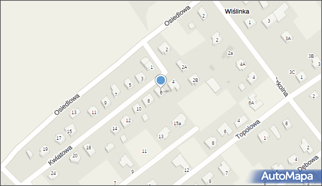 Wiślinka, Kwiatowa, 6, mapa Wiślinka