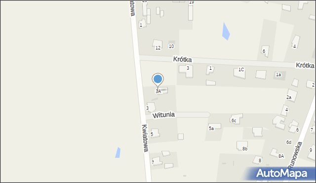 Witunia, Kwiatowa, 3A, mapa Witunia