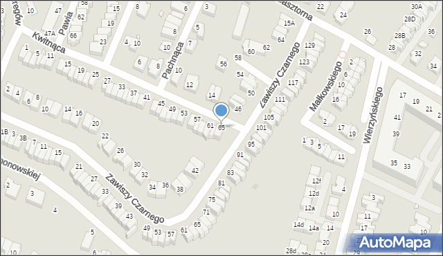 Wrocław, Kwitnąca, 65, mapa Wrocławia