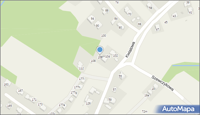 Wrząsowice, Kwiatowa, 106, mapa Wrząsowice