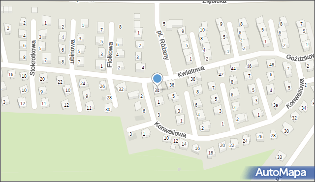 Ząbkowice Śląskie, Kwiatowa, 34, mapa Ząbkowice Śląskie