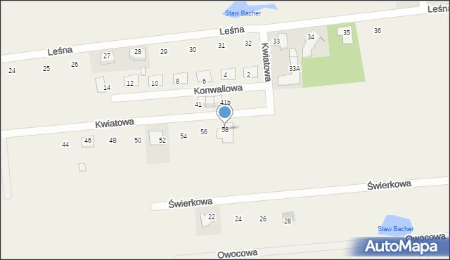 Zacharzew, Kwiatowa, 58, mapa Zacharzew