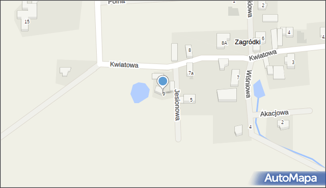 Zagródki, Kwiatowa, 9, mapa Zagródki