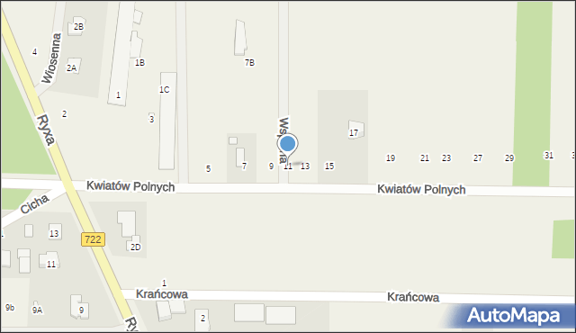 Zawodne, Kwiatów Polnych, 11, mapa Zawodne