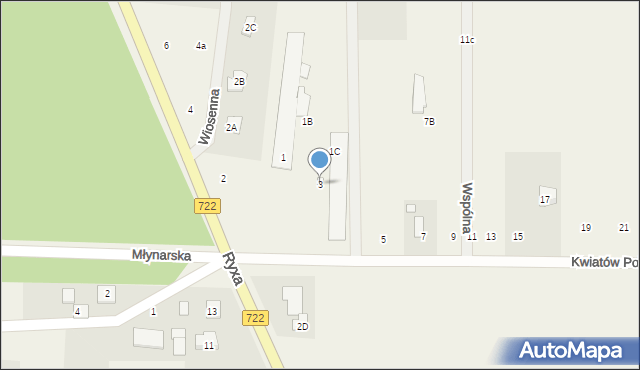 Zawodne, Kwiatów Polnych, 3, mapa Zawodne