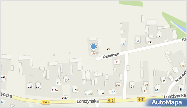 Zbójna, Kwiatowa, 12, mapa Zbójna