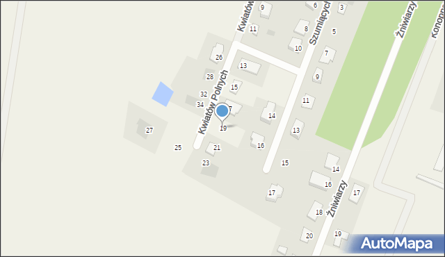 Zielonka, Kwiatów Polnych, 19, mapa Zielonka
