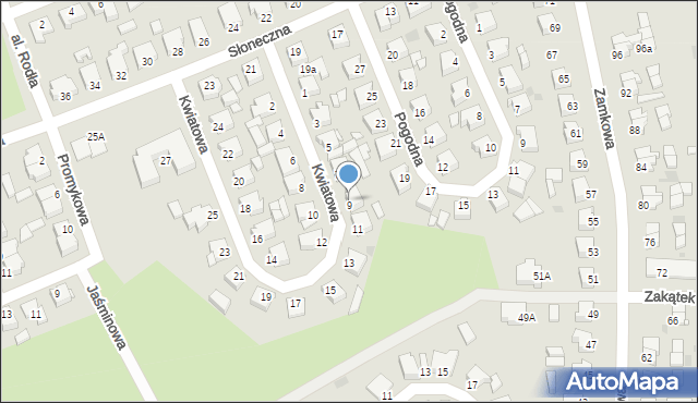 Złotów, Kwiatowa, 9, mapa Złotów