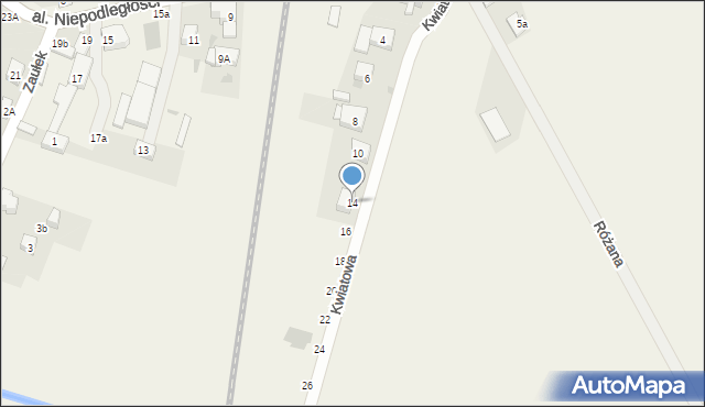 Żórawina, Kwiatowa, 14, mapa Żórawina