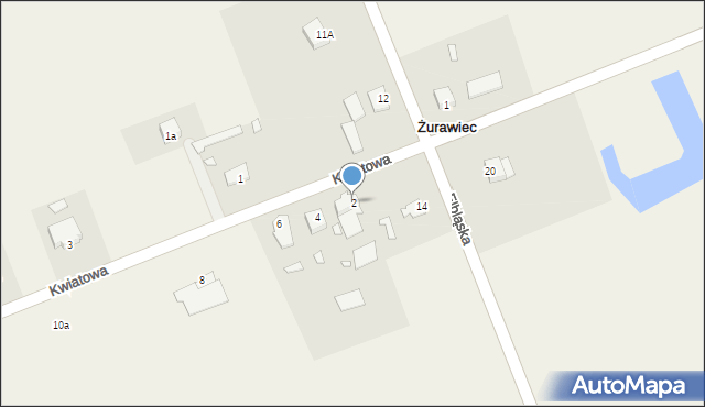 Żurawiec, Kwiatowa, 2, mapa Żurawiec