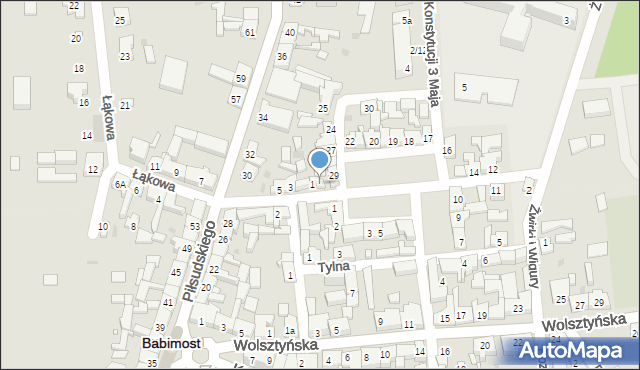 Babimost, Łąkowa, 1a, mapa Babimost