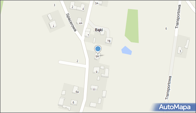 Bąki, Łąkowa, 9A, mapa Bąki