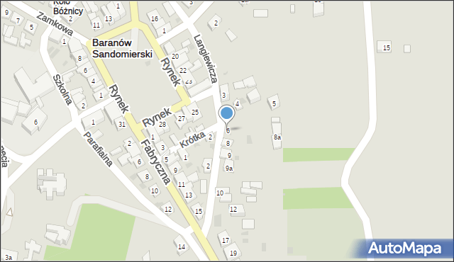 Baranów Sandomierski, Langiewicza Mariana, gen., 6, mapa Baranów Sandomierski