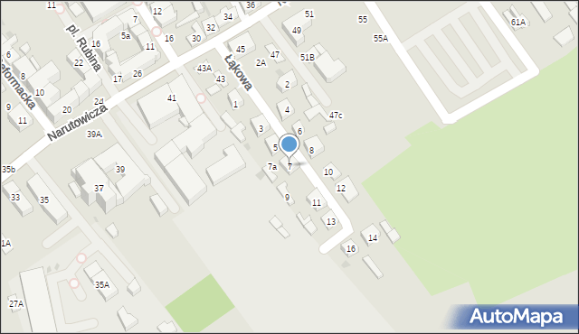 Biała Podlaska, Łąkowa, 7, mapa Białej Podlaskiej