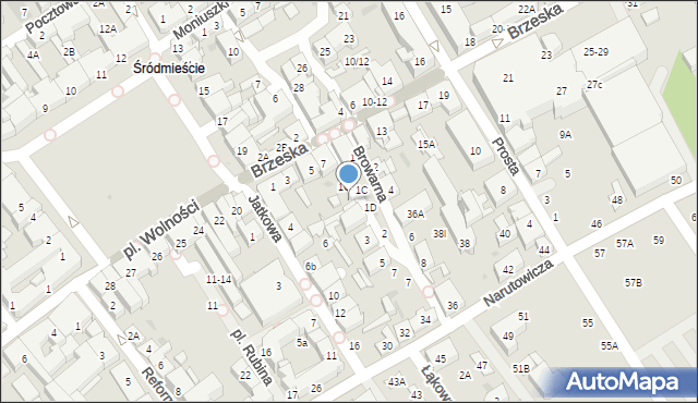 Biała Podlaska, Łazienna, 1D, mapa Białej Podlaskiej