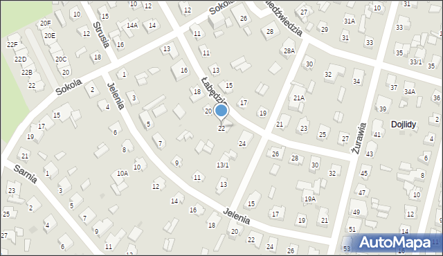 Białystok, Łabędzia, 22, mapa Białegostoku