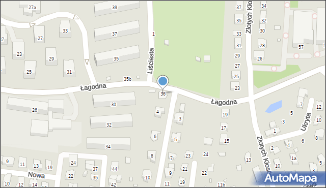 Bielsko-Biała, Łagodna, 36, mapa Bielsko-Białej