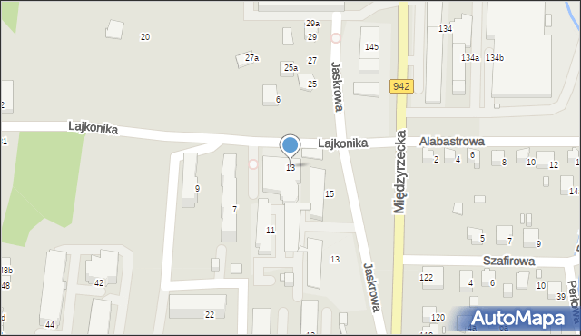 Bielsko-Biała, Lajkonika, 13, mapa Bielsko-Białej