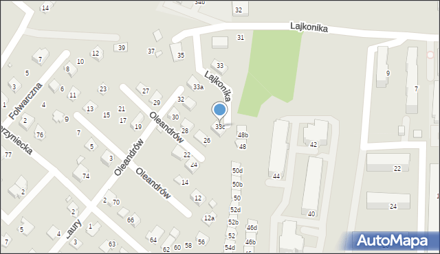 Bielsko-Biała, Lajkonika, 33c, mapa Bielsko-Białej