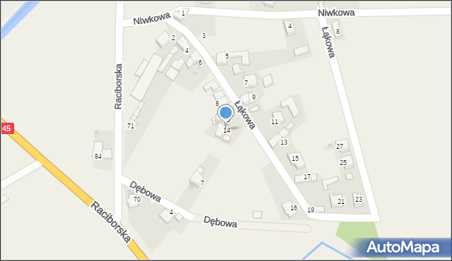 Bieńkowice, Łąkowa, 14, mapa Bieńkowice