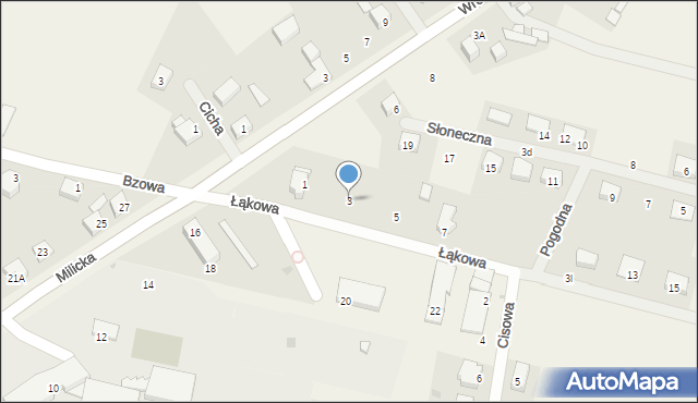 Bierzyce, Łąkowa, 3, mapa Bierzyce