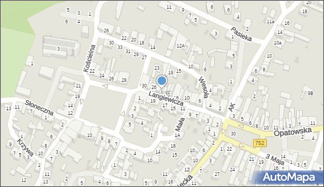 Bodzentyn, Langiewicza Mariana, gen., 24, mapa Bodzentyn